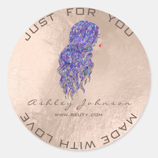 Mermaid Beauty Glitzer Lash Makeup Friseur Runder Aufkleber (Vorderseite)