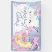 Mermaid Birthday Adventure Soft Lavender Blue Banner (Vertikal)