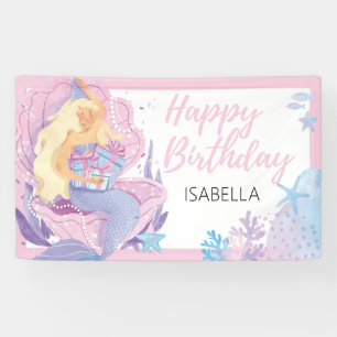 Mermaid Birthday Adventure Soft Pink Banner