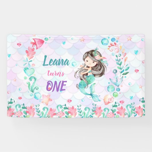 Mermaid Birthday Backdrop Banner (Horizontal)