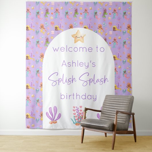 Mermaid Birthday Backdrop Tapestation Wandteppich (Beispiel)