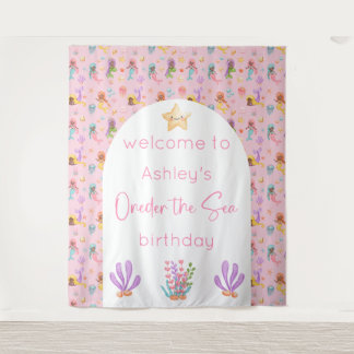 Mermaid Birthday Backdrop Tapestation Wandteppich