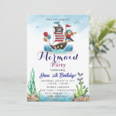 Mermaid Birthday Bash Einladung (Stehend Vorderseite)
