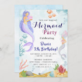 Mermaid Birthday Bash Einladung (Vorne/Hinten)