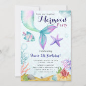 Mermaid Birthday Bash Einladung (Vorderseite)