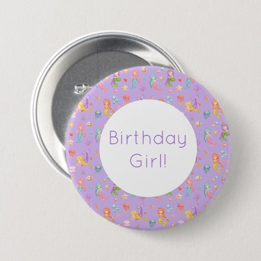 Mermaid Birthday Button (Vorne & Hinten)