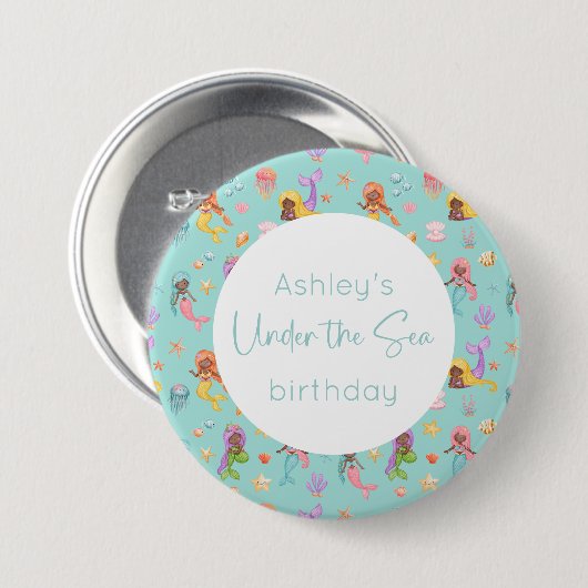 Mermaid Birthday Button (Vorne & Hinten)