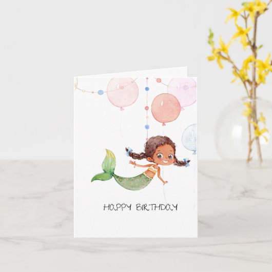 Mermaid Birthday Card für Mädchen Karte (Gelbe Blume)