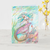 Mermaid Birthday Card Karte (Gelbe Blume)