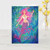 Mermaid Birthday Card Karte (Gelbe Blume)
