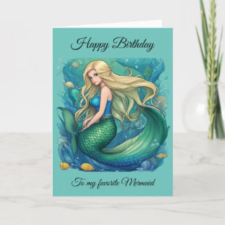 Mermaid Birthday card von Babe Monet Art Dankeskarte