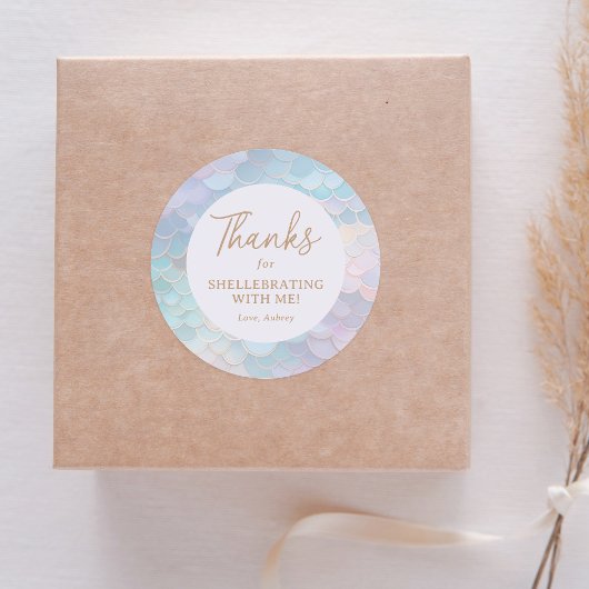 Mermaid Birthday Danke für das Shellebrating Runder Aufkleber