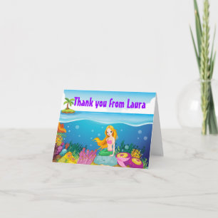 Mermaid Birthday Danke Note Card