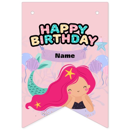 Mermaid Birthday Design Banner (Zweite Fahne)