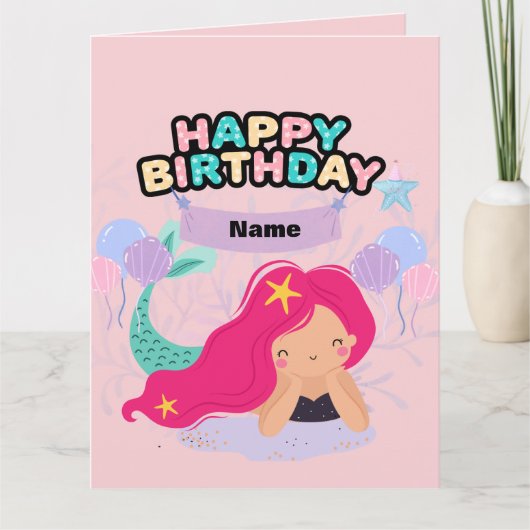 Mermaid Birthday Design - Unterwasser-Geschenkkart Karte (Vorderseite)