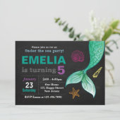 Mermaid Birthday Einladung (Stehend Vorderseite)