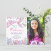 Mermaid Birthday Einladung (Stehend Vorderseite)