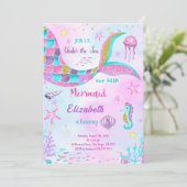 Mermaid Birthday Einladung (Stehend Vorderseite)