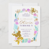 Mermaid Birthday Einladung (Vorderseite)