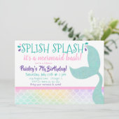 Mermaid Birthday Einladung (Stehend Vorderseite)