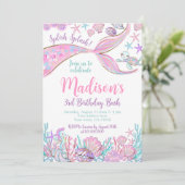 Mermaid Birthday Einladung (Stehend Vorderseite)
