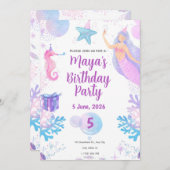 Mermaid Birthday Einladung (Vorne/Hinten)