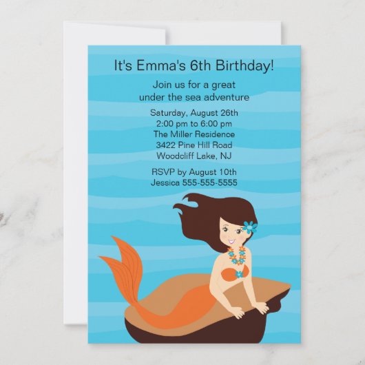 Mermaid Birthday Einladung (Vorderseite)