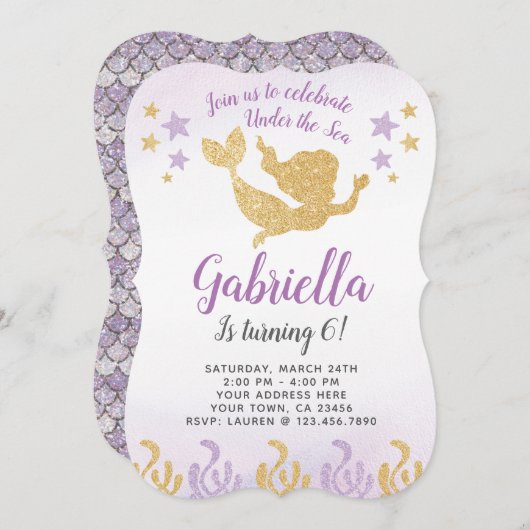 Mermaid Birthday Einladung (Vorne/Hinten)