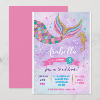 Mermaid Birthday Einladung