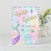 Mermaid Birthday Einladung (Stehend Vorderseite)