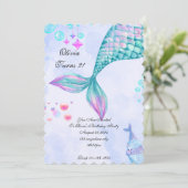 Mermaid Birthday Einladung (Stehend Vorderseite)