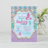 Mermaid Birthday Einladung (Stehend Vorderseite)