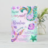 Mermaid Birthday Einladung (Stehend Vorderseite)