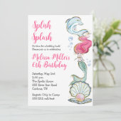 Mermaid Birthday Einladung (Stehend Vorderseite)