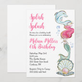 Mermaid Birthday Einladung (Vorne/Hinten)