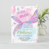 Mermaid Birthday Einladung (Stehend Vorderseite)
