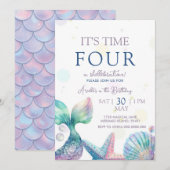 Mermaid Birthday Einladung (Vorne/Hinten)