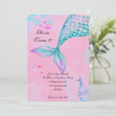 Mermaid Birthday Einladung (Stehend Vorderseite)