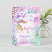 Mermaid Birthday Einladung (Stehend Vorderseite)
