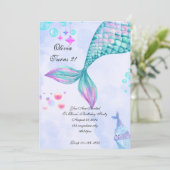 Mermaid Birthday Einladung (Stehend Vorderseite)