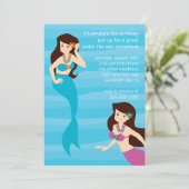 Mermaid Birthday Einladung (Stehend Vorderseite)