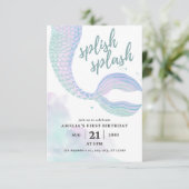 Mermaid Birthday Einladung (Stehend Vorderseite)
