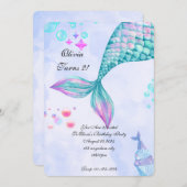 Mermaid Birthday Einladung (Vorne/Hinten)