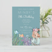 Mermaid Birthday Einladung (Stehend Vorderseite)