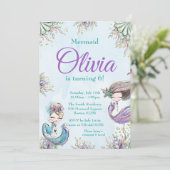 Mermaid Birthday Einladung (Stehend Vorderseite)