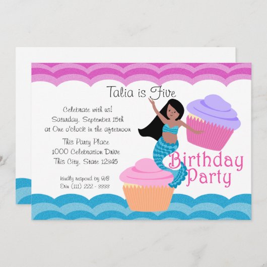 Mermaid Birthday Einladung (Vorne/Hinten)