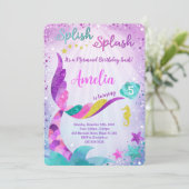 Mermaid Birthday Einladung (Stehend Vorderseite)