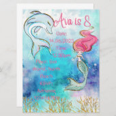 Mermaid Birthday Einladung (Vorne/Hinten)