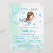 Mermaid Birthday Einladung Aquamarin und Lila (Vorne/Hinten)