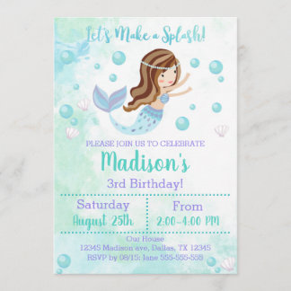 Mermaid Birthday Einladung Aquamarin und Lila